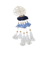Macrame Boho Blue Dream Catcher 36in Length