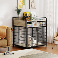 Small Dog Crate Furniture with Drawers Storage, Puppy Dog Kennel Indoor with Dou