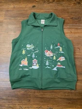 Beautiful Blair Women’s Holiday Christmas Village Vest  Embroidered Size M 