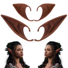 Renaissance 2 Pairs Brown Pixie Elf Ears - Silicone Short and Long Fairy Ears...