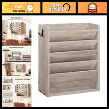 6-Tier Wall File Organizer - Vertical Hanging Holder with Side Hooks Tray, Mod