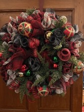 Handmade Christmas Wreath - Red, Green, Gold - Traditional Colors