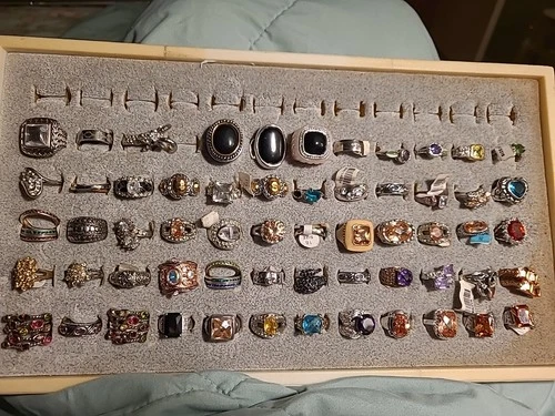 Vintage Estate Costume Jewelry LOT 59 RINGS  Size 5-9
