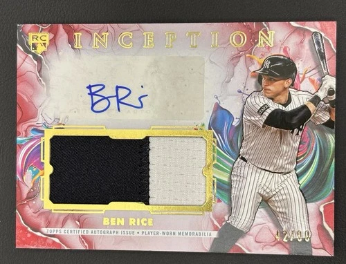 2025 Topps Inception #IAPC-BR Ben Rice Patch Auto /99