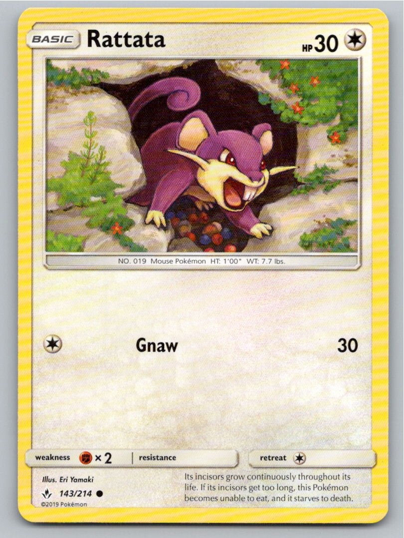 2019 POKEMON RATTATA UNBROKEN BONDS 143/214 C LP A85709 FREE S&H