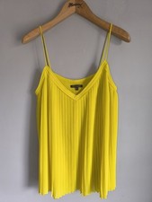 Massimo Dutti Yellow Pleated Camisole Top Size UK 8 EUR 36 USA 4 Small