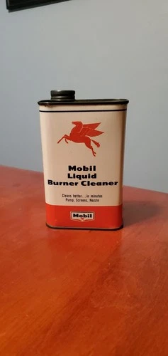 MOBIL LIQUID BURNER CLEANER STEEL 1 PINT EMPTY  CAN- ORIGINAL -VINTAGE GAS