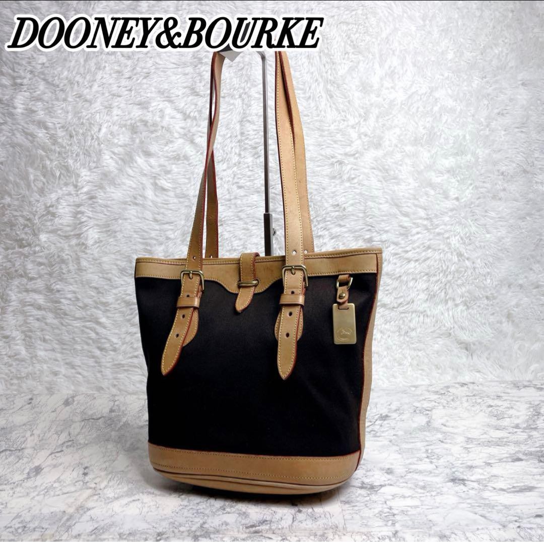 Vintage Dooney & Bourke Leather and Canvas Tote Bag