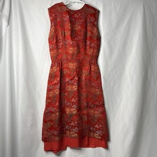 Vtg Handmade Cheongsam Dress Silk Brocade Sleeveless Silhouette Chinoiserie