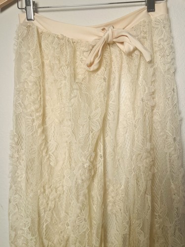 Cream Lace Wrap Cover Up Skirt Maxi Sheer Boho Beach Swim Coverup Tie Waist - Bild 2 von 13