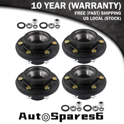 4pcs Trailer Hub Convert Mobile Home with Bearings 6000# 6 Lug 6x5.5 Idler Axle