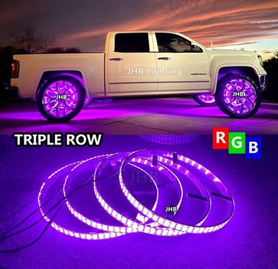 15.5''IP68 Bluetooth+Remote TRIPLE ROW RGB COLOR LED Truck Wheel Rings Rim Lights