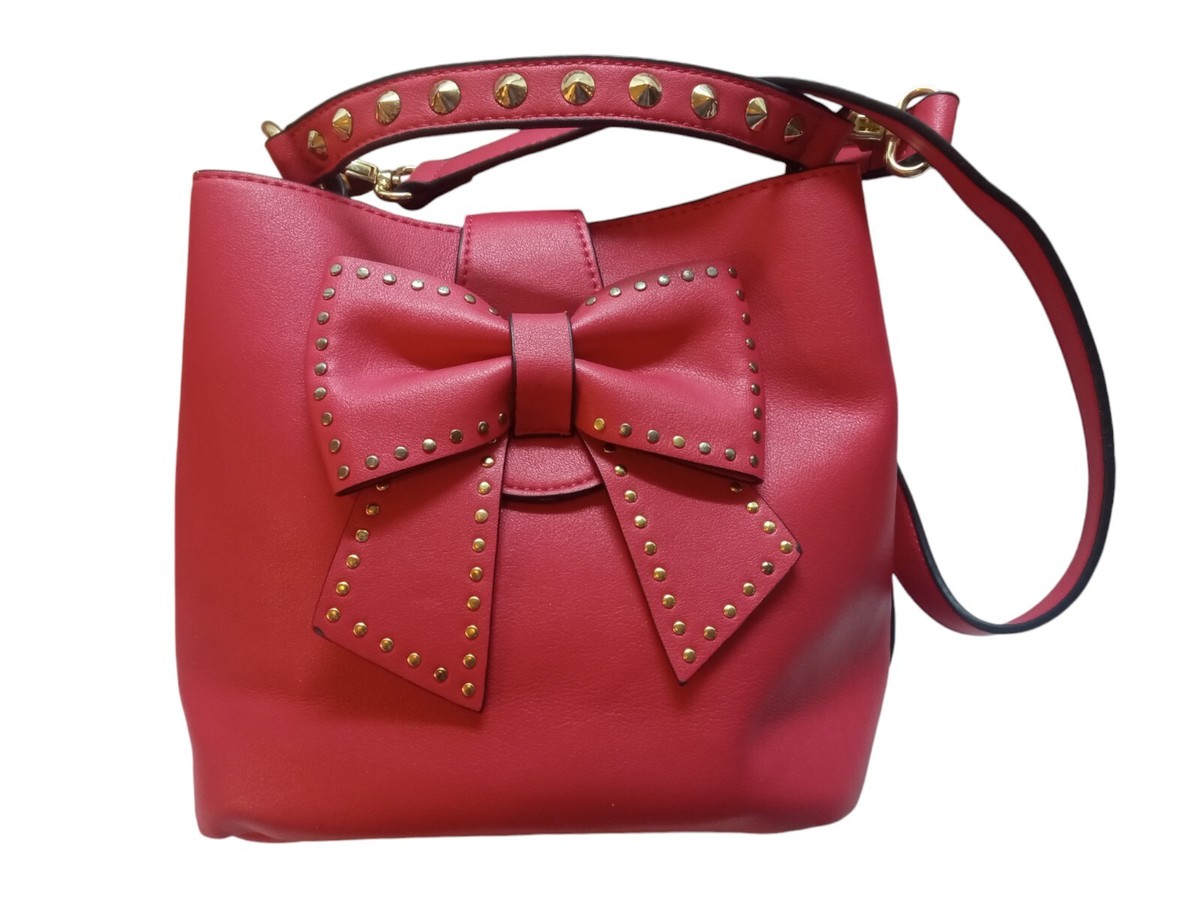 Betsey Johnson Pink Purse Bow Snap Front Close Removable Shoulder Strap  BLING