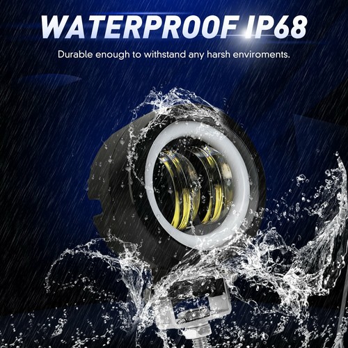 3 Inch 40W Fog Light White 6000K 10-80V DC 8000LM Waterproof Round LED Angel Eye - Picture 8 of 16