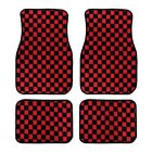 Car Floor Mats Interior Carpets Universal 4Pcs Checkered Red Racing Fabric