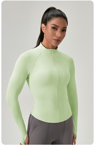 Women Tight Jacket Yoga Zipper Long Sleeve Quick Dry Sports Running Fitness Tops - Picture 6 of 23