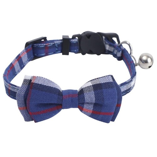Luxury Fashion Designer Fashion Plaid Dog Collar with Bow Tie & Bell Pet or Cat - Picture 6 of 12