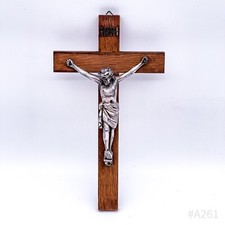 Antico Croce Parete Crocifisso Con di Legno Gesù Cristo " Inri “ Fatto 28cm