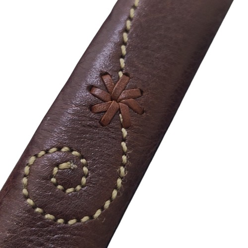 Brighton Brown Floral Stitched Belt Silver Tone Buckle Womens SZ M/L 29" - 33" - Picture 2 of 8
