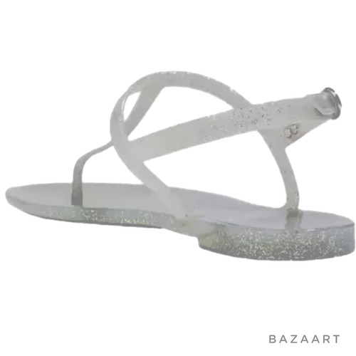 NIB Stuart Weitzman Sandals Silver Glitter Sallie Jelly Slingback MSRP 125 Sz 8 - Picture 6 of 10