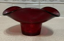 Sowerby Retro Vintage Red Glass Posy Bowl With Frog