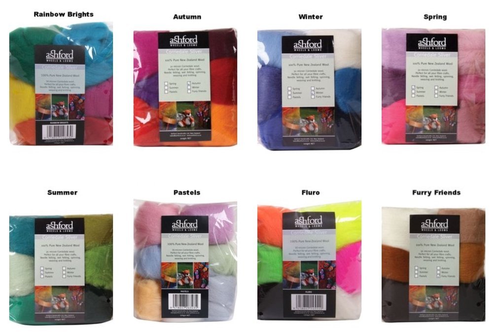 WOOL ROVING Color Packs - Ashford Corriedale Needle Felt or Spin Yarn ...