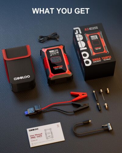 GOOLOO A3 Jump Starter with Air Compressor, 3000A Portable Car Battery Booster - Picture 8 of 8