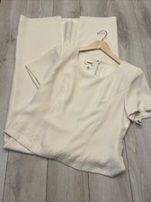 NWT Talbots Ivory Short Sleeve Sequined Maxi Cocktail Dress Sz 10