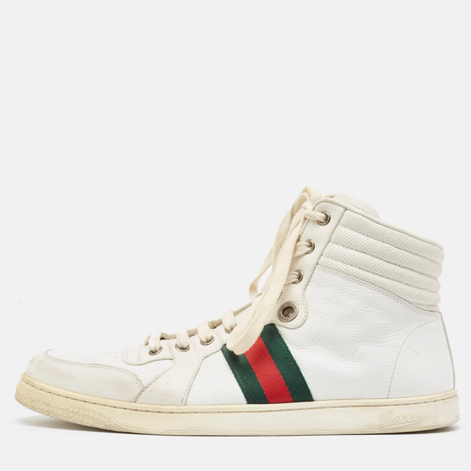 Baskets hautes en cuir blanc Gucci taille 43