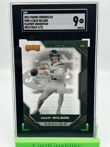 2021 Panini Playoff Momentum Zach Wilson PMR-2 Holo Gold 1/10 Sgc 9 Jets