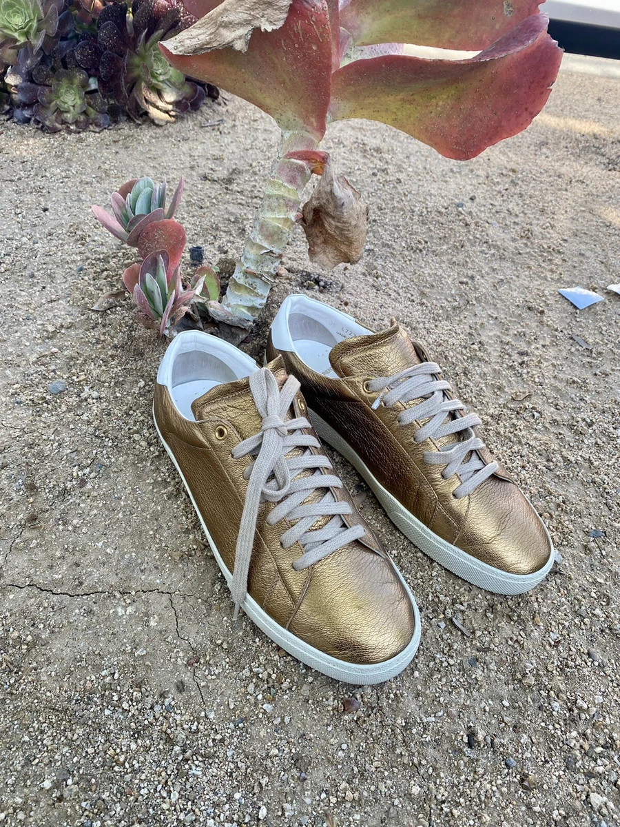 Gold saint store laurent sneakers