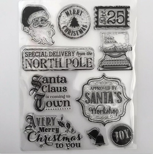 10 Christmas Stamps Santa Delivery Plus Ink Pad DIY Stamp Presents - Picture 5 of 6