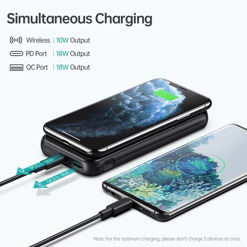 Universal Power bank 10000mAh 10W Fast Wireless Charging Samsung S23 S22 Ultra - Picture 6 of 6