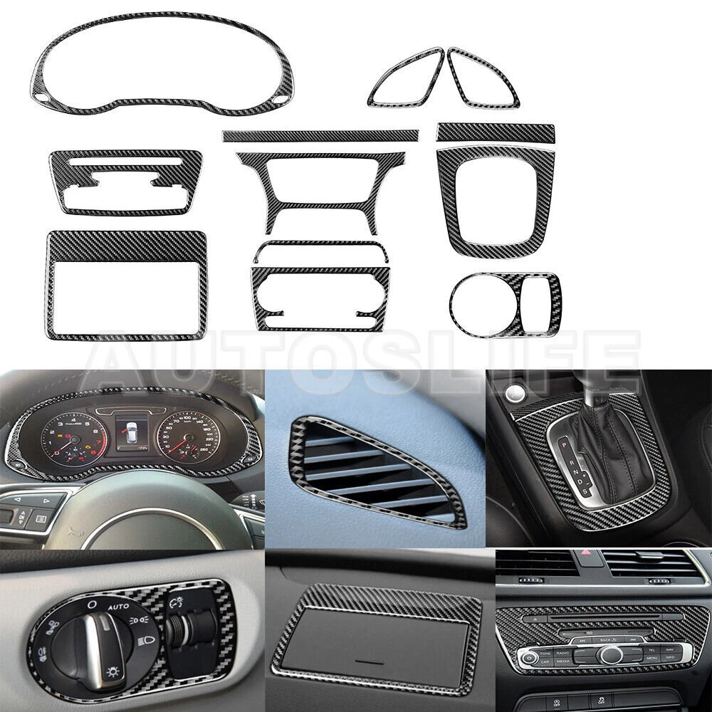 Carbon Fiber Interior Accessories Kit Set Cover Trim For Audi Q3