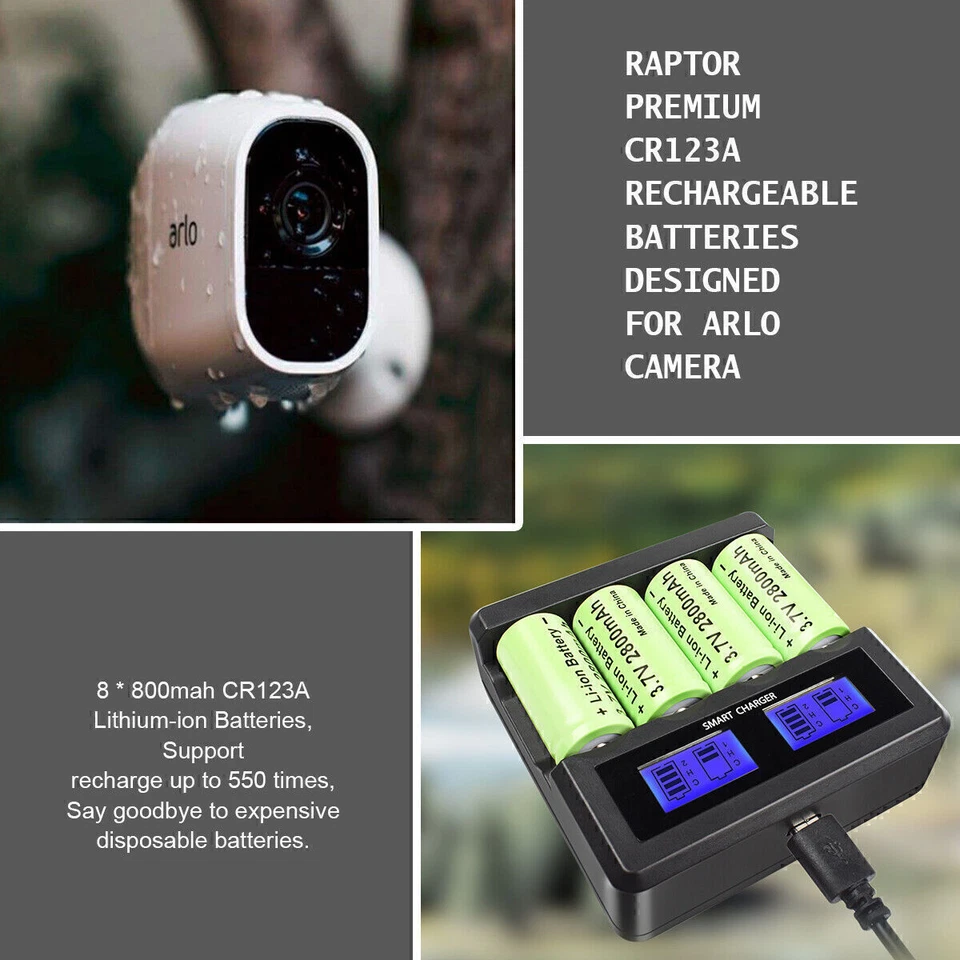 DL123 CR123A CR123 3.7V 2800mAh Rechargeable Li-ion Battery Batteries / Charger - Image 2 of 4