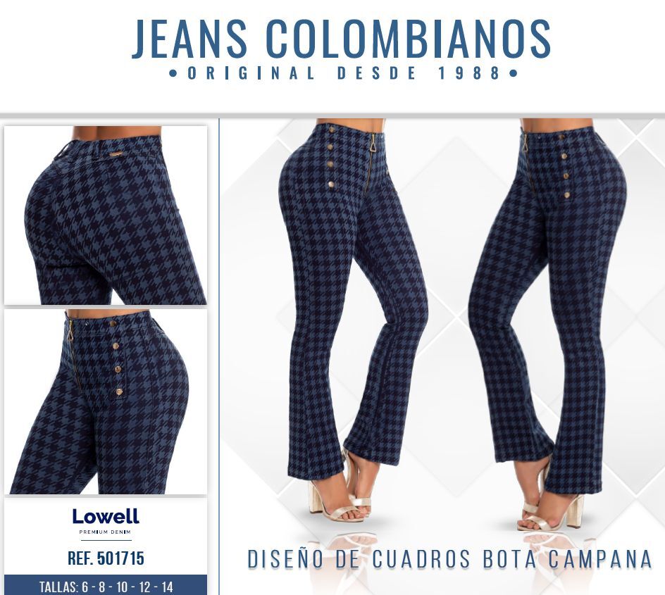 LOWELL JEANS COLOMBIANOS, High Waist Zippered Boot Cut Push Up Jeans  #501715 image 2