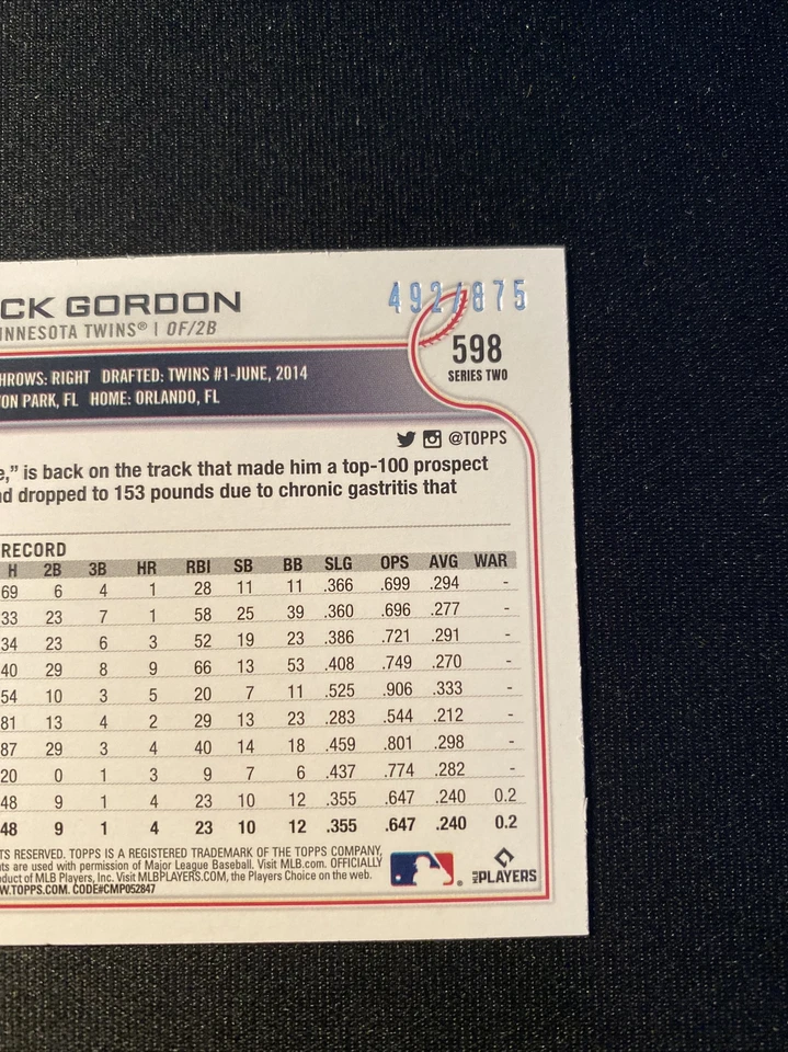 2022 Topps Nick Gordon FOILBOARD /875 Comp lete Set Minnesota Twins - Image 3 of 3