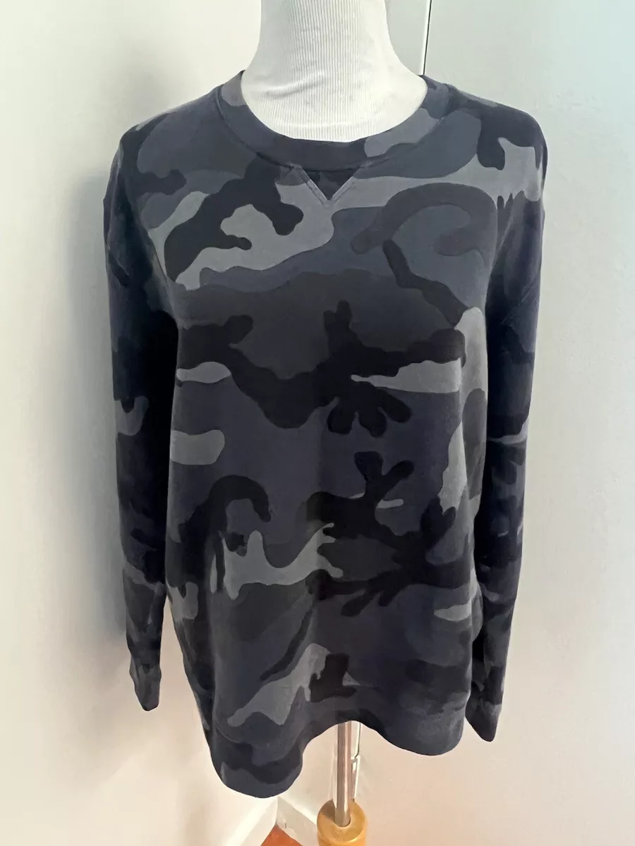 Auth. VALENTINO Rockstud S M Sweatshirt Camouflage Black Gray Top Crewneck 2200