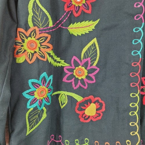 Hearts of Palm Womens Floral Embroidered Trapeze Jacket Black Mirrors Mature Sz8 - Picture 5 of 11