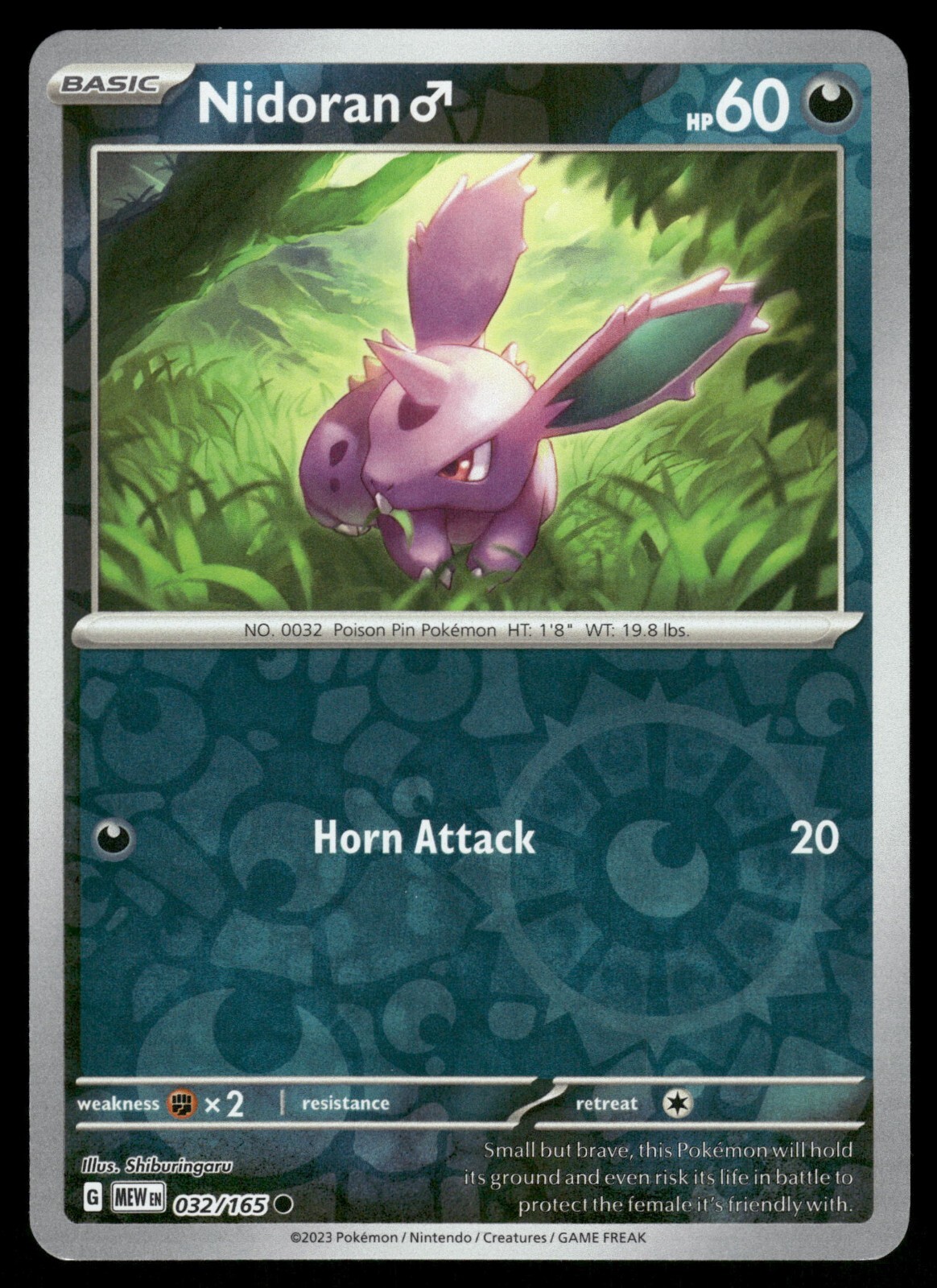 Nidoran Male Reverse Holo NM 032/165 Scarlet & Violet 151 Pokemon Card