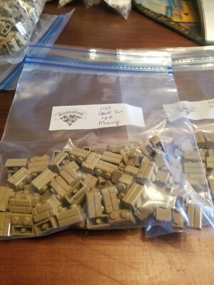 Lego 100 Dark Tan 1 x 2 with Masonry Profile #98283 - Brick Wall Genuine LEGO