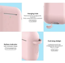 For Apple AirPods Case 1/2 Silicone Protector Shockproof Full Cover + Keychain