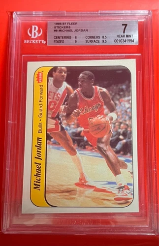 1986 Fleer Sticker Michael Jordan # 8 BGS 7