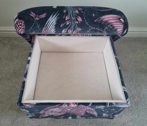Emma J Shipley Orla Kiely Fabric Storage Footstool Pouffe Footstall Extinct Blue - Picture 79 of 148