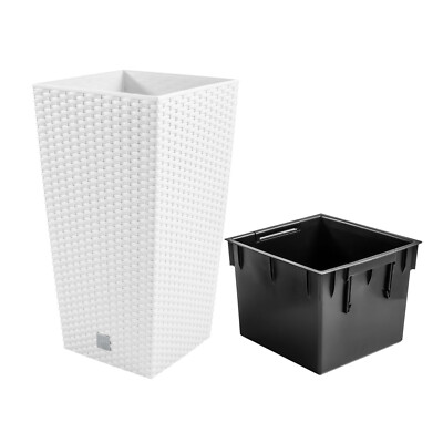 Vaso Cubo Doppia Parete - 21st GardeArt | Colore Bianco - Dimensioni 45 cm x 46h