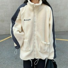 Cappotto In Fleece Donna Giacca Casual Larga Fluffy Con Tasche E Coulisse