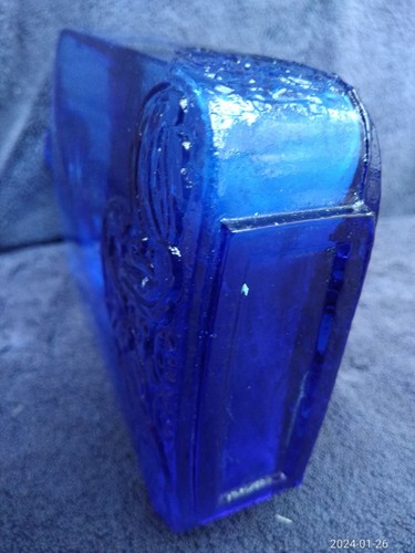 Vidrios De Levante (GOOD COND) 18cm 7" Cobalt Blue Glass Bottle Flask Hand Blown - Picture 10 of 13