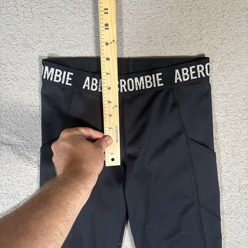 Abercrombie & Fitch Kids Leggings Girls Size 11/12 Black Logo Elastic Waist Band - Picture 5 of 11