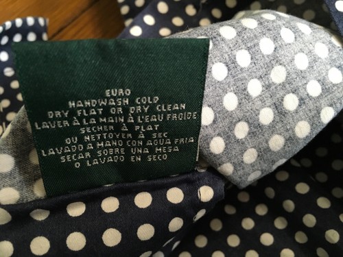 Ralph Lauren Navy Blue & white polka dots Euro Pillow cover button up style - Picture 3 of 7
