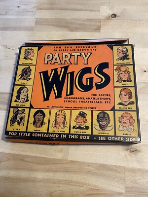 Vintage 1936 Party Wigs Dutch Girl USA In Original Box Imitation Hair On Cloth